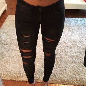 High waisted rip black jeans American Eagle